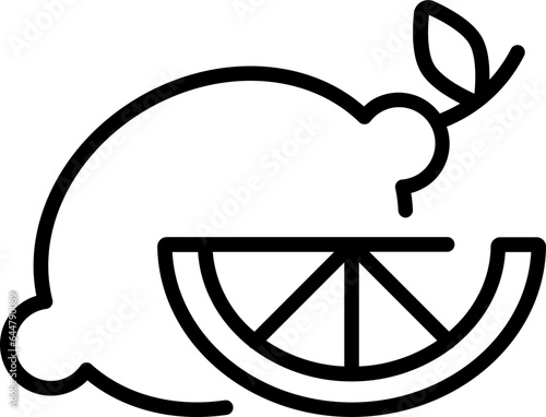 Line Art Lemon Icon in Flat Style.