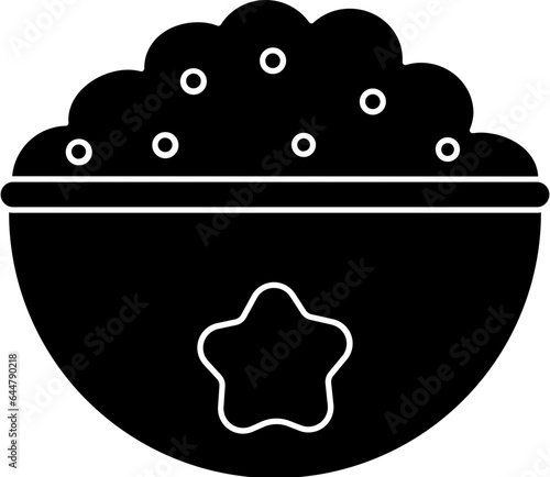 Rice Bowl Icon In B&W Color.