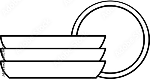 Stack of Plate Icon In Black Outline.