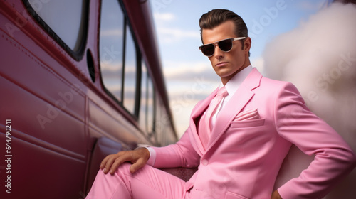 Unapologetically fashionable man in Barbie-esque attire © Valeriia