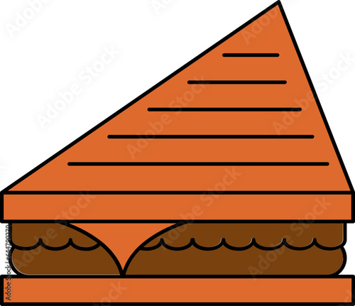 Sandwich Icon In Brown And Orange Color.