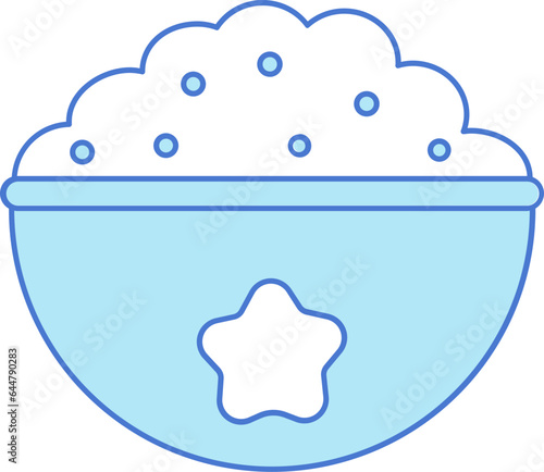 Rice Bowl Icon In Blue And White Color.