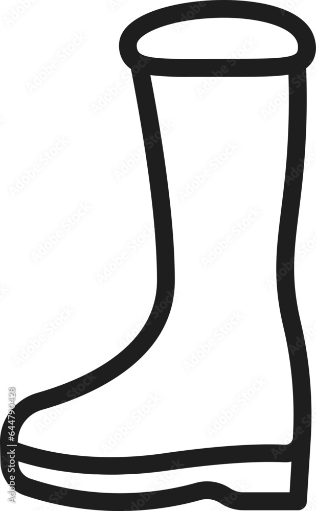 Long Boot Icon in Black Outline. Long Boot Icon in Black Outline.