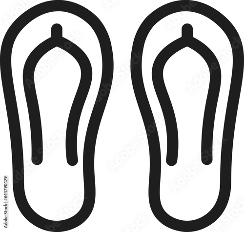 Illustration of Slippers Icon in Line Art.