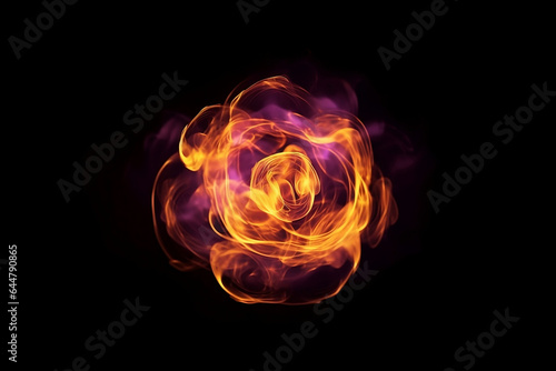 fiery sphere on black background. 