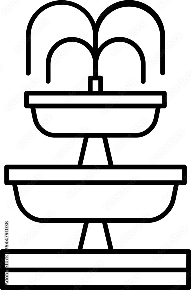 Fountsvgn Icon In Black Line Art. Fountsvgn Icon In Black Line Art.