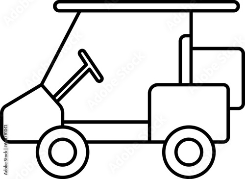 Lawn Mower Truck Line Art Icon in Flat Style.