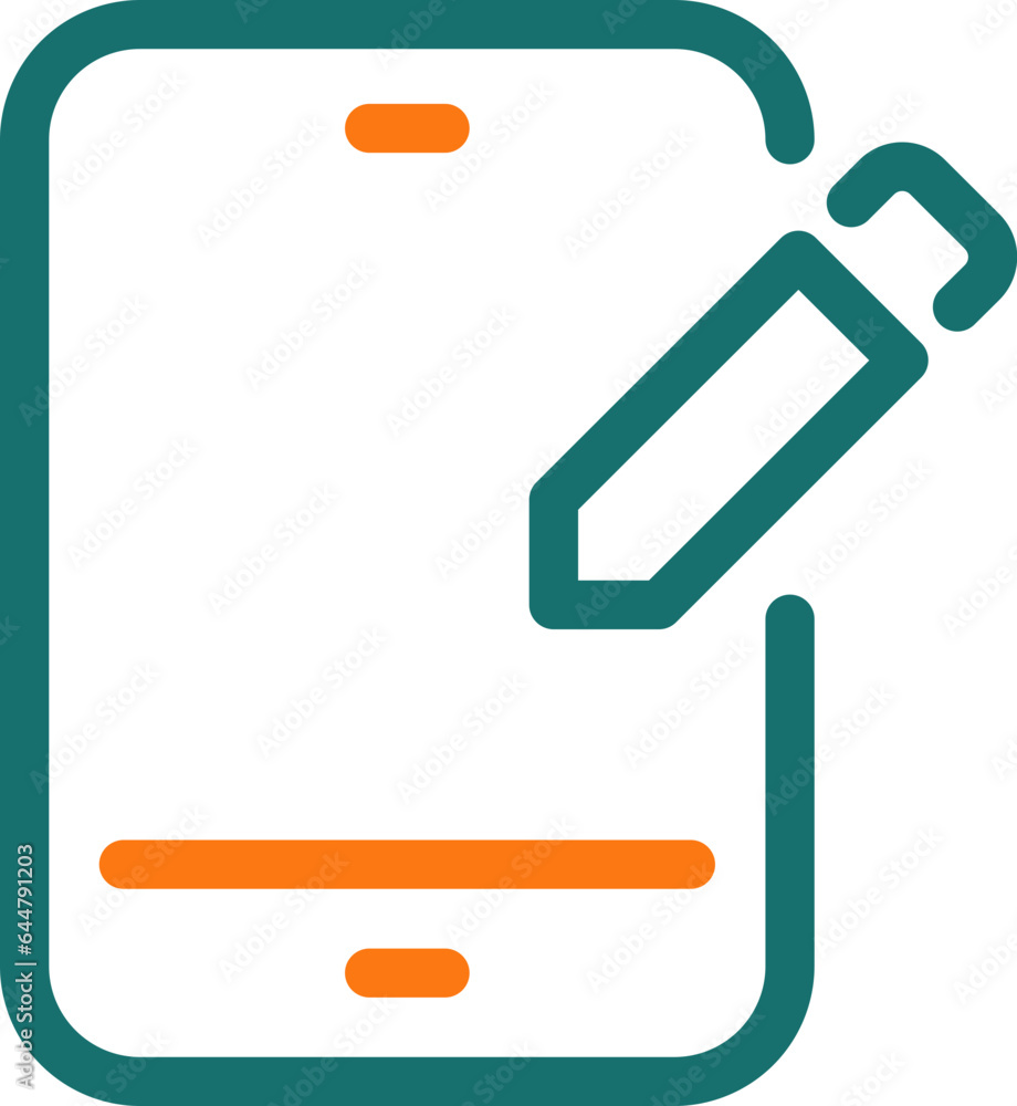 Edit Smartphone icon in green and orange line art. Edit Smartphone icon in green and orange line art.