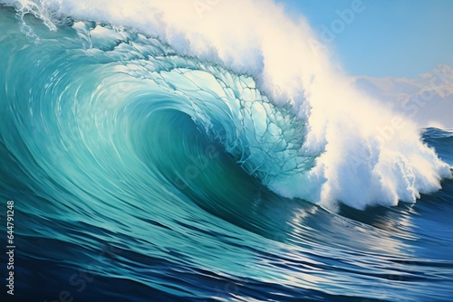 A stunning close-up of a powerful and captivating ocean wave. Generative AI