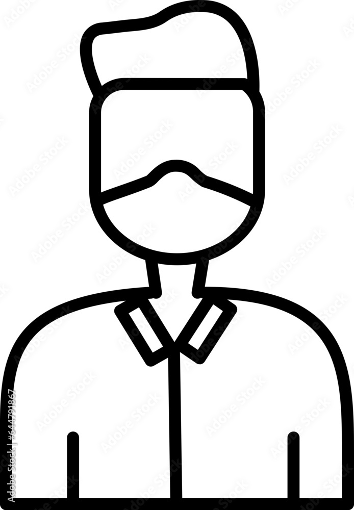 Black line art illustration of Man Wearing Medical Mask icon. Black line art illustration of Man Wearing Medical Mask icon.