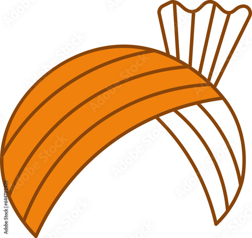 Turban Icon In Orange And White Color.