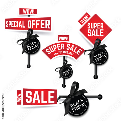 Different banner set with super sale inscription. Vector illustration