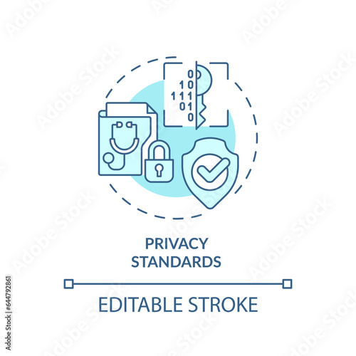 2D editable blue icon privacy standards concept, isolated monochromatic vector, health interoperability resources thin line illustration.
