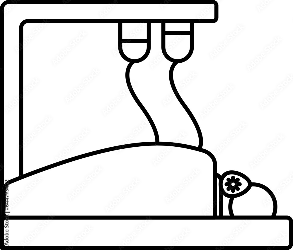 Patient In Bed On A drip Icon In Line Art. Patient In Bed On A drip Icon In Line Art.