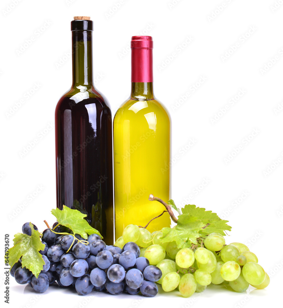Bottle of wine and grapes