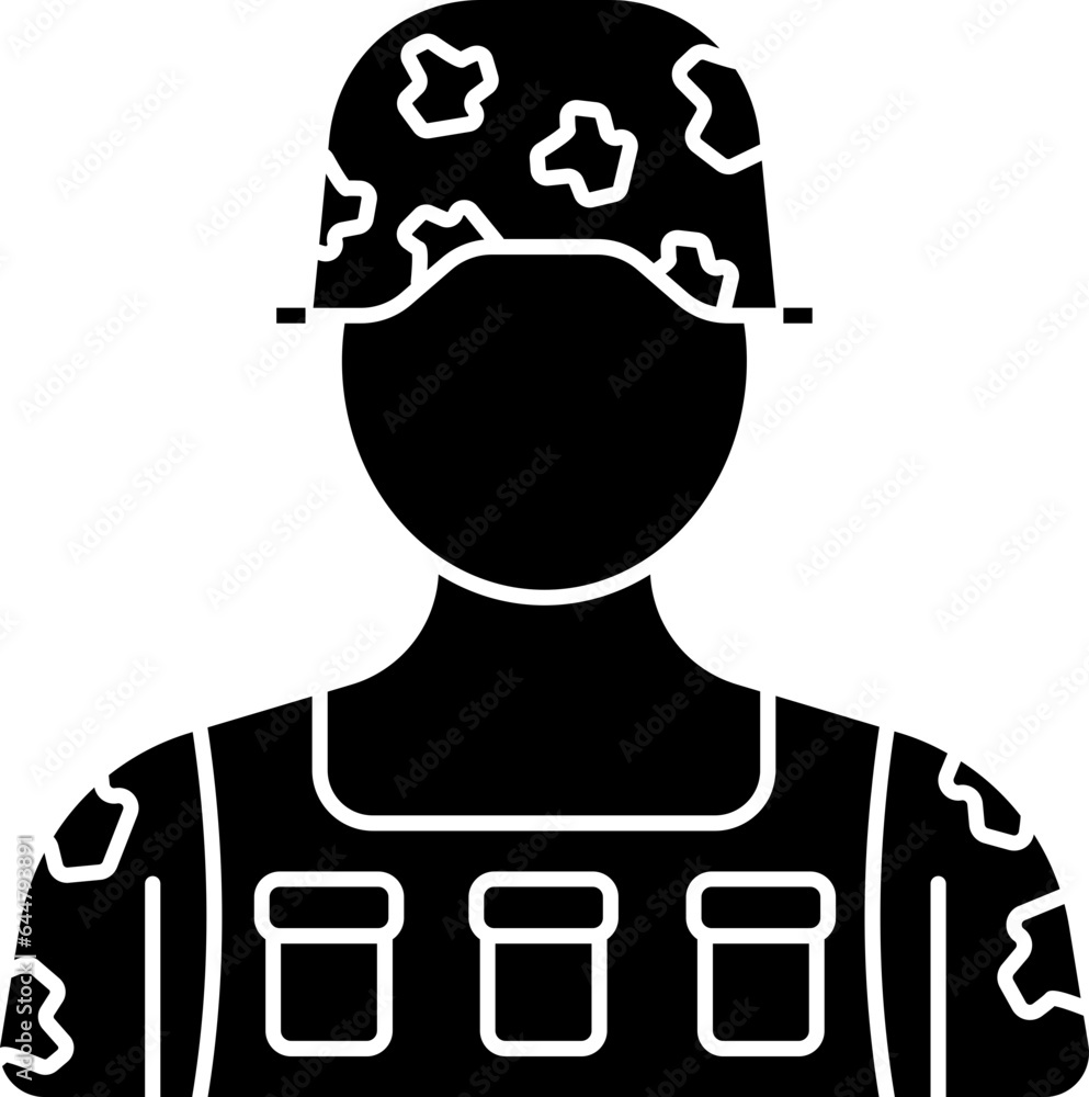 Soldier Icon In B&W Color.
