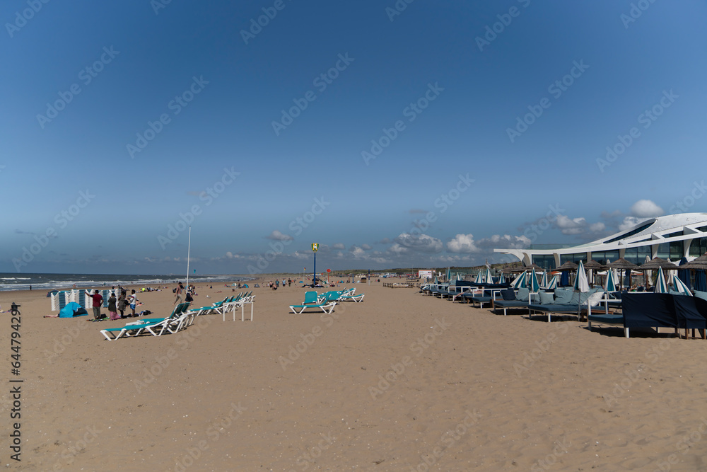 The Hague, Holland-July 26 2023: Resting in the beach in Scheveningen.