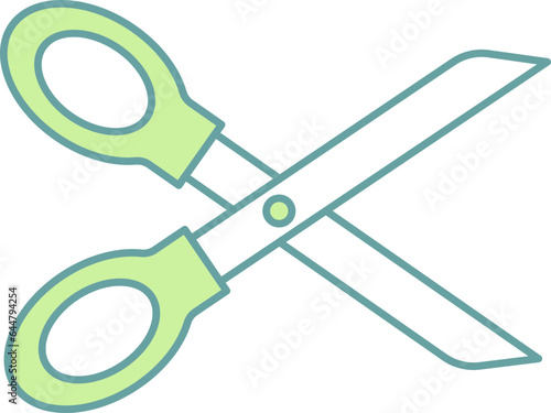 Scissor Icon In Green And White Color.