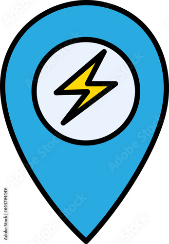 Free Download Flat Style Map Pin And Lightning Bolt Icon. - GFXLoad