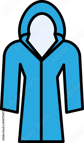 Blue Raincoat Icon Or Symbol.