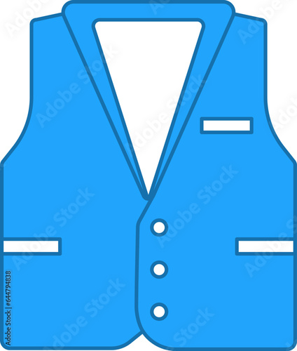 Waistcoat Icon Or Symbol In Blue And White Color.