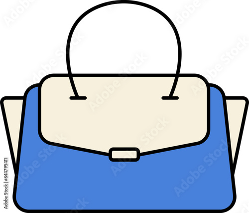 Ladies Handbag Icon In Blue And Beige Color.