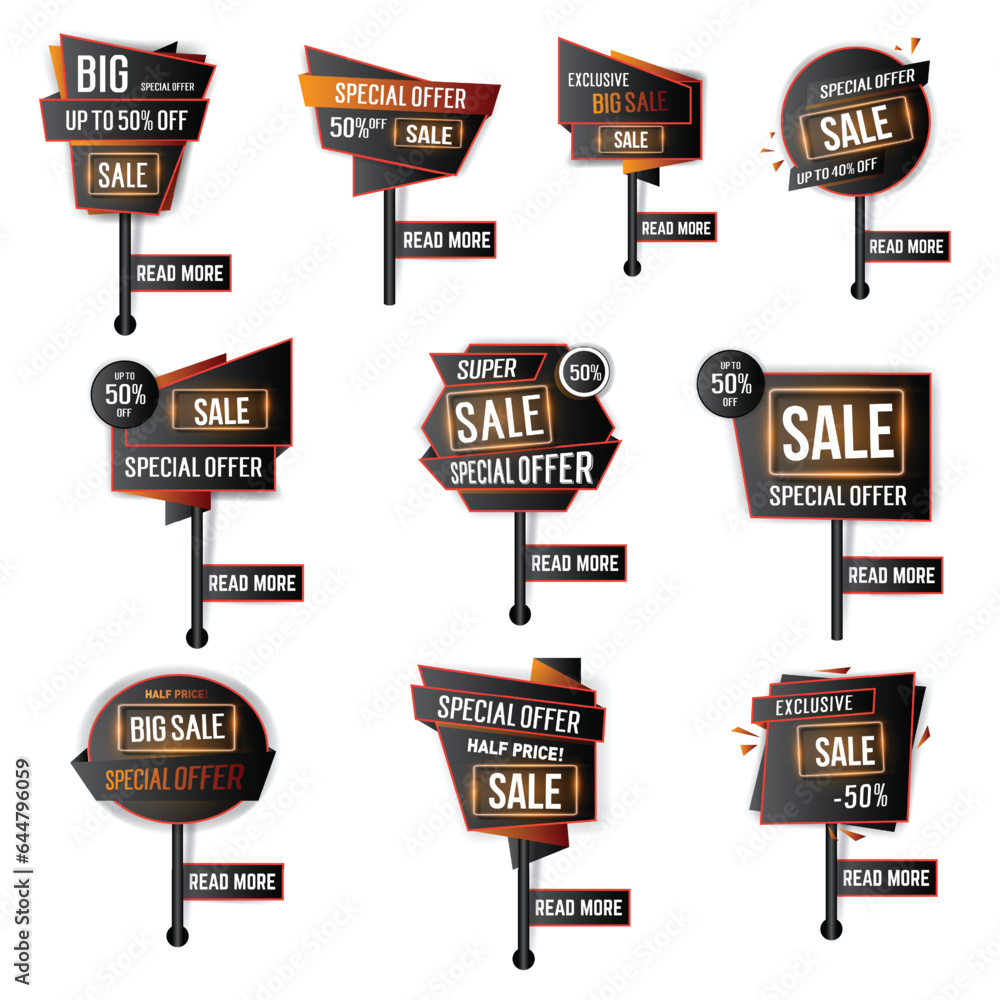 Modern sale stickers and tags colorful collection