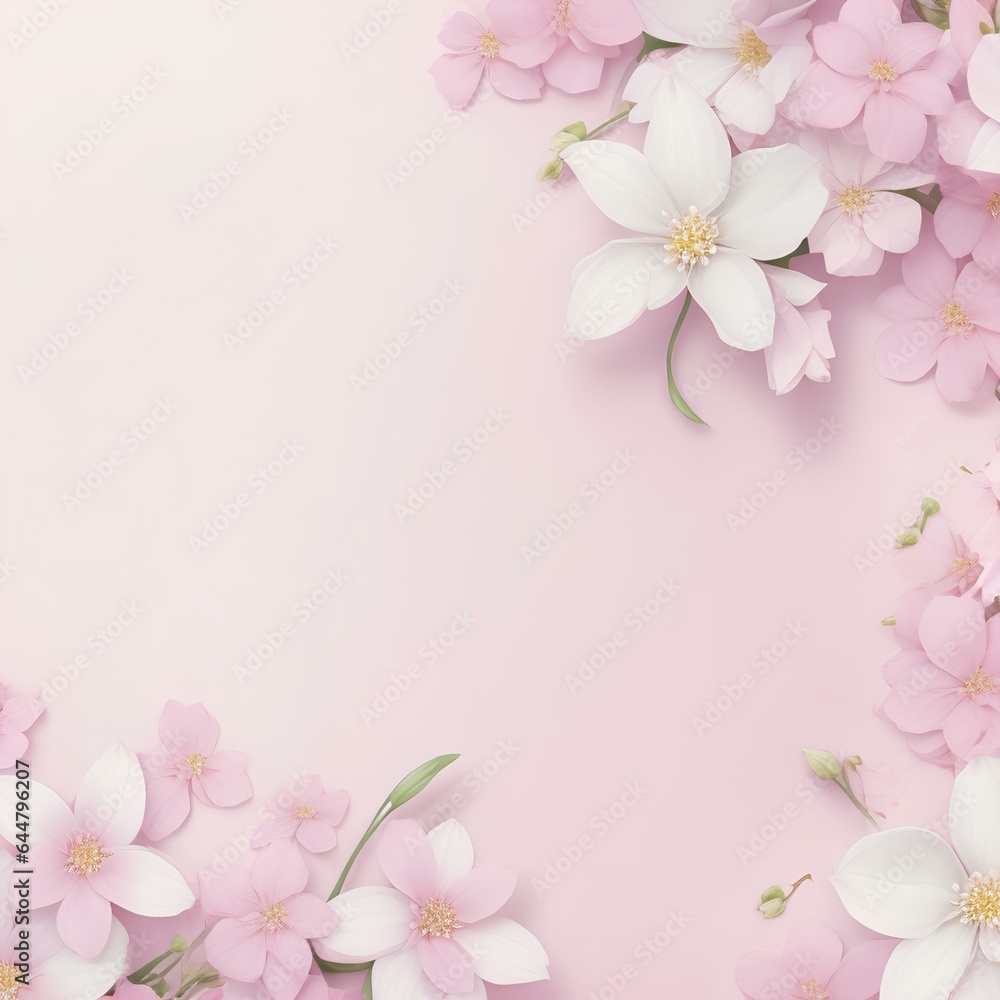 Fototapeta premium pink background with flowers