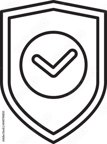 Approved Shield Icon In Black Outline.