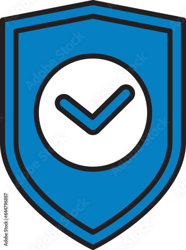 Approved Shield Icon In Blue And White Color.