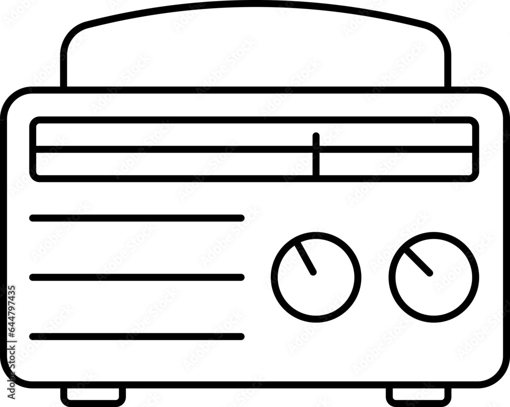 Black Outline Radio Icon in Flat Style. Black Outline Radio Icon in Flat Style.