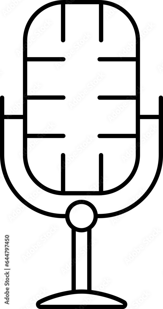 Flat Style Microphone Icon in Thin line Art. Flat Style Microphone Icon in Thin line Art.
