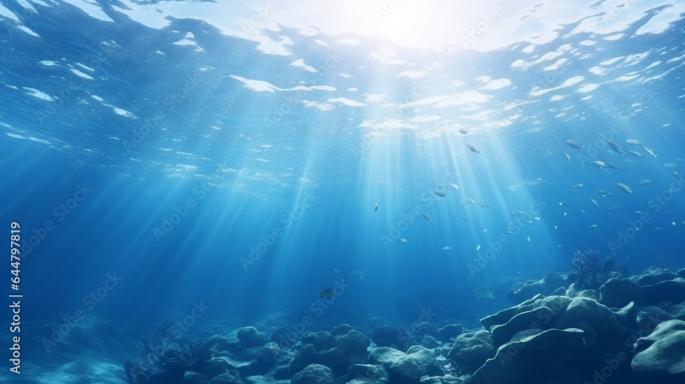 underwater view of the sun. Generative Ai underwater view of the sun. Generative Ai