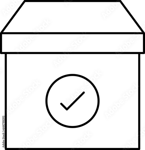 Approve Parcel Icon In Black Line Art.