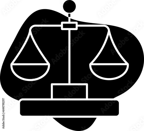 Glyph Style Balance scale Icon On Black Background.