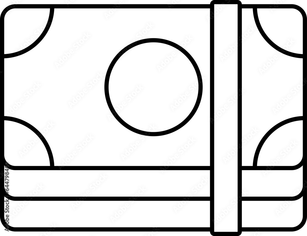 Isolated Money Bundle Icon In Black Line Art. Isolated Money Bundle Icon In Black Line Art.