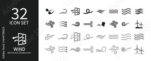 Icon set related to wind and ventilation