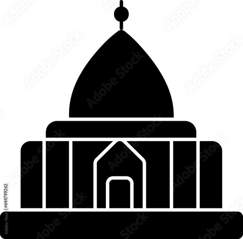 Pagoda Icon In B&W Color.