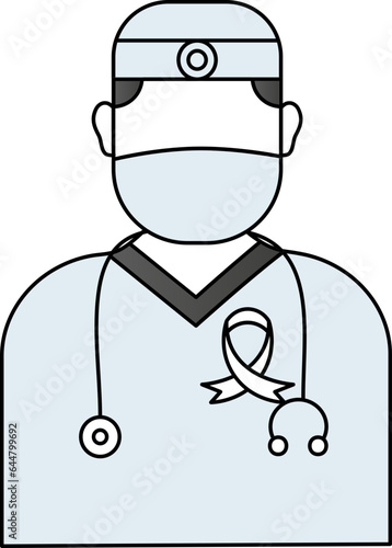 Cancer Specialist Doctor Icon In Blue Color.