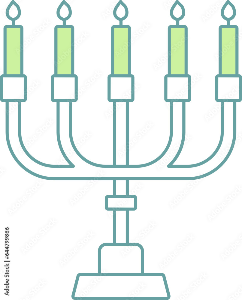 Candelabra Icon Or Symbol In Green And White Color. Candelabra Icon Or Symbol In Green And White Color.