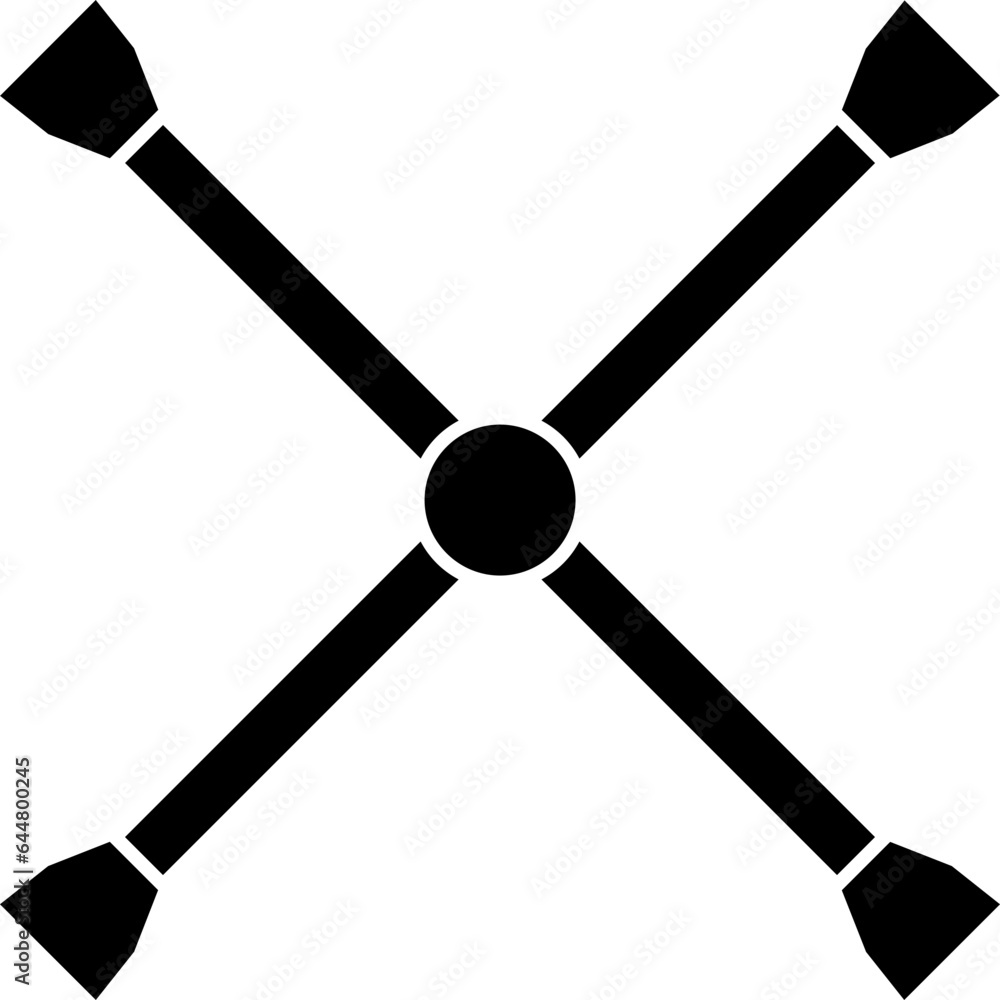 Cross Tubular Spanner Icon In Black Color. Cross Tubular Spanner Icon In Black Color.