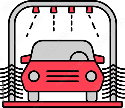 Automatic Car Wash Red And Orange Icon Or Symbol.