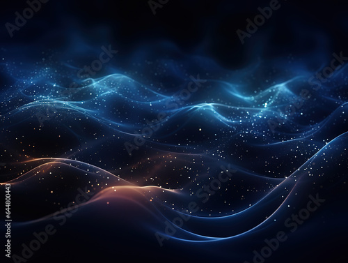 Dark blue and glow particle abstract background. Generative Ai
