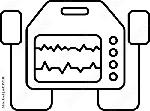 Defibrillator Icon In Black Outline.