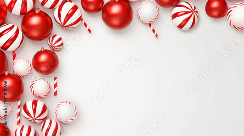 Christmas candy cane red and white striped frame