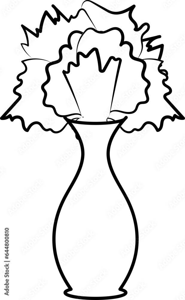 Flower Pot Or Vase Icon In Black Outline. Flower Pot Or Vase Icon In Black Outline.