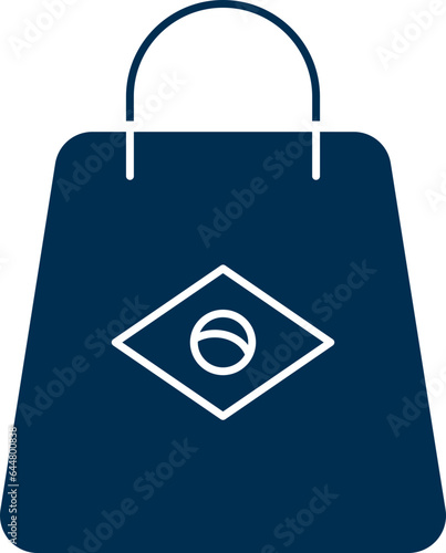 Blue Color Shopping bag with Brazil flag Icon.