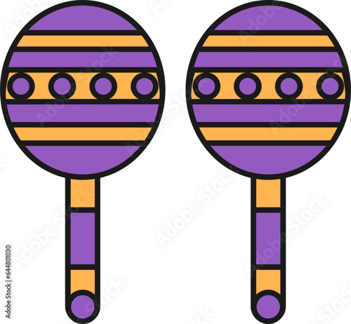 Maracas Icon In Purple And Orange Color.