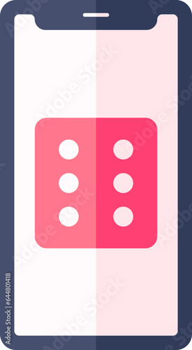 Blue And Pink Color Dice In Smartphone Icon. © Abdul Qaiyoom