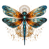 Watercolor dragonfly T-shirt Design, a dragonfly with wings that resemble intricate, Generative Ai